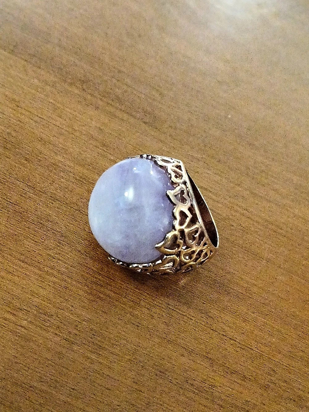 Lavendar Cabochon Heart Ring Gold Tone Size 6 Unique Beautiful 😍